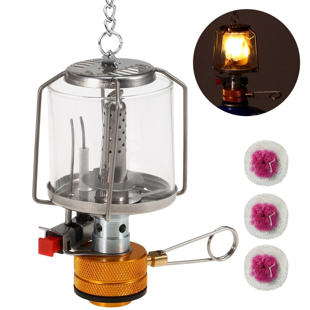 Lights & Lanterns |  Outdoor Portable Camping Gas Lantern Piezo Ignition Mini Gas Tent Lamp Light with 3 Mantles Camping & Hiking Lights & Lanterns