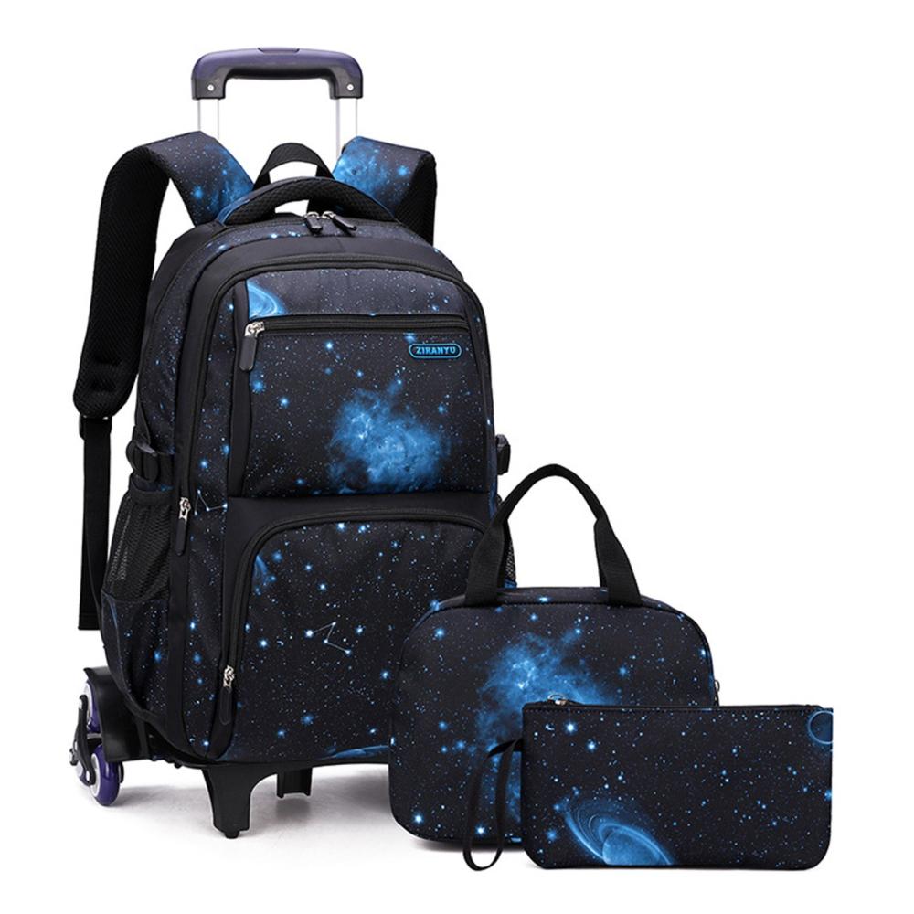 Luggages |  Kids Rolling Backpack Luggage Wheeled Trolley Bookbag with Lunch Bag Pencil Bag Luggages Black / Black & Blue / Dark Blue