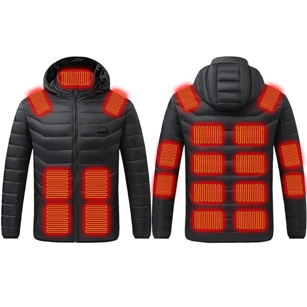 Others |  Electric Heated Cotton Jacket Four Control 21 Zone  Battery Powered  Winter Coat Others Black