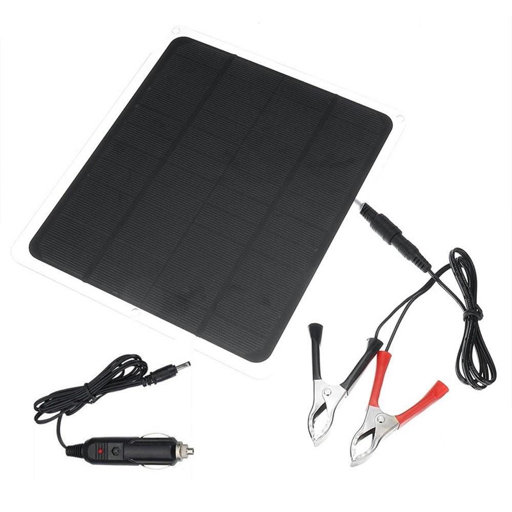 Outdoor Tools |  20W Monocrystalline Silicon Outdoor Camping Hiking USB Solar Panel Portable Solar Power Recharger Car Light Fan Recharging Tool Removable Solar Panels Camping & Hiking Black