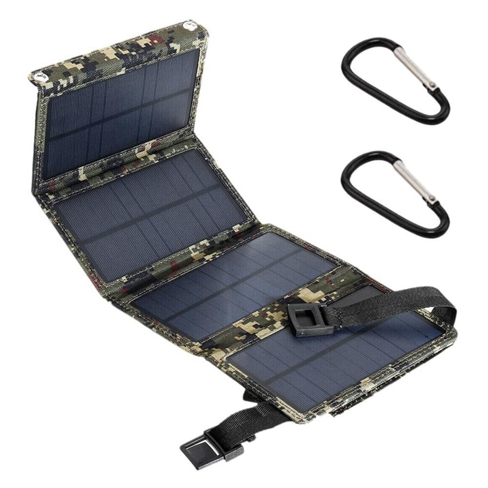 Outdoor Tools |  5V 10W USB Solar Charger Portable Solar Cell Waterproof Solar Battery Chargers USB Solar Panel Power Bank with 4 Solar Panels Charging for Phone for Hiking Camping Outdoors Camping & Hiking Black / Camouflage