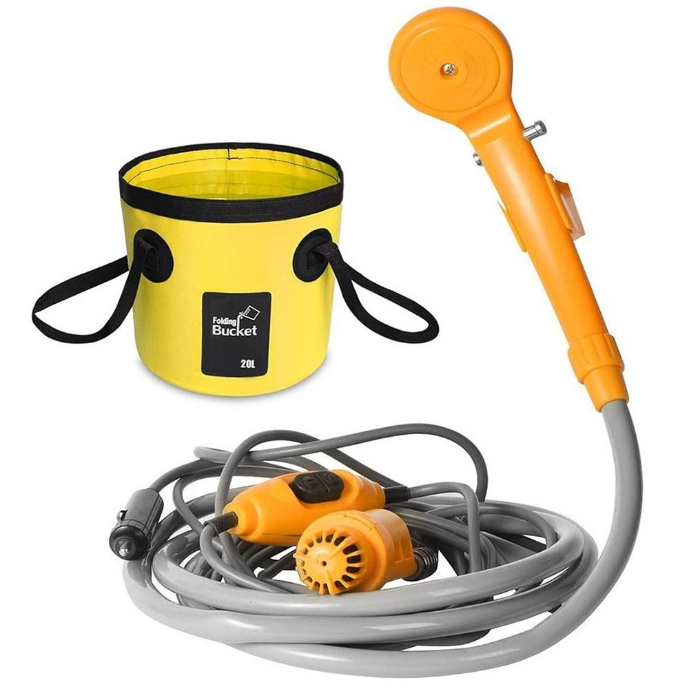 Outdoor Tools |  Camping Shower 12V Electric Outdoor Shower Folding Bucket Kit Camping & Hiking Orange / Blue/ Yellow