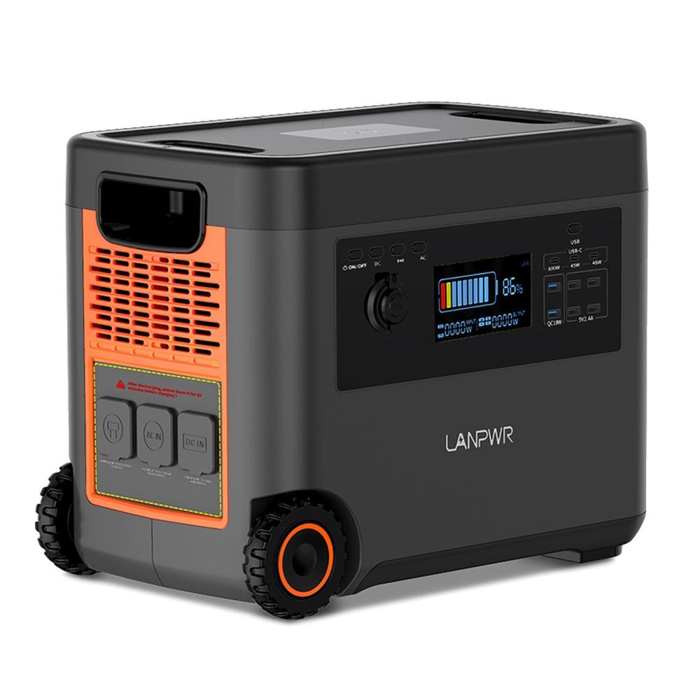 Outdoor Tools |  LANPWR D5 2500W Portable Power Station 2160Wh LifePo4 Solar Generator 15W Wireless Charging 14 Outlets 65 Mins AC Fast Charging for Balcony Solar System, Camping, RV Trip, Outdoor Party, Home Use Camping & Hiking Black & Grey