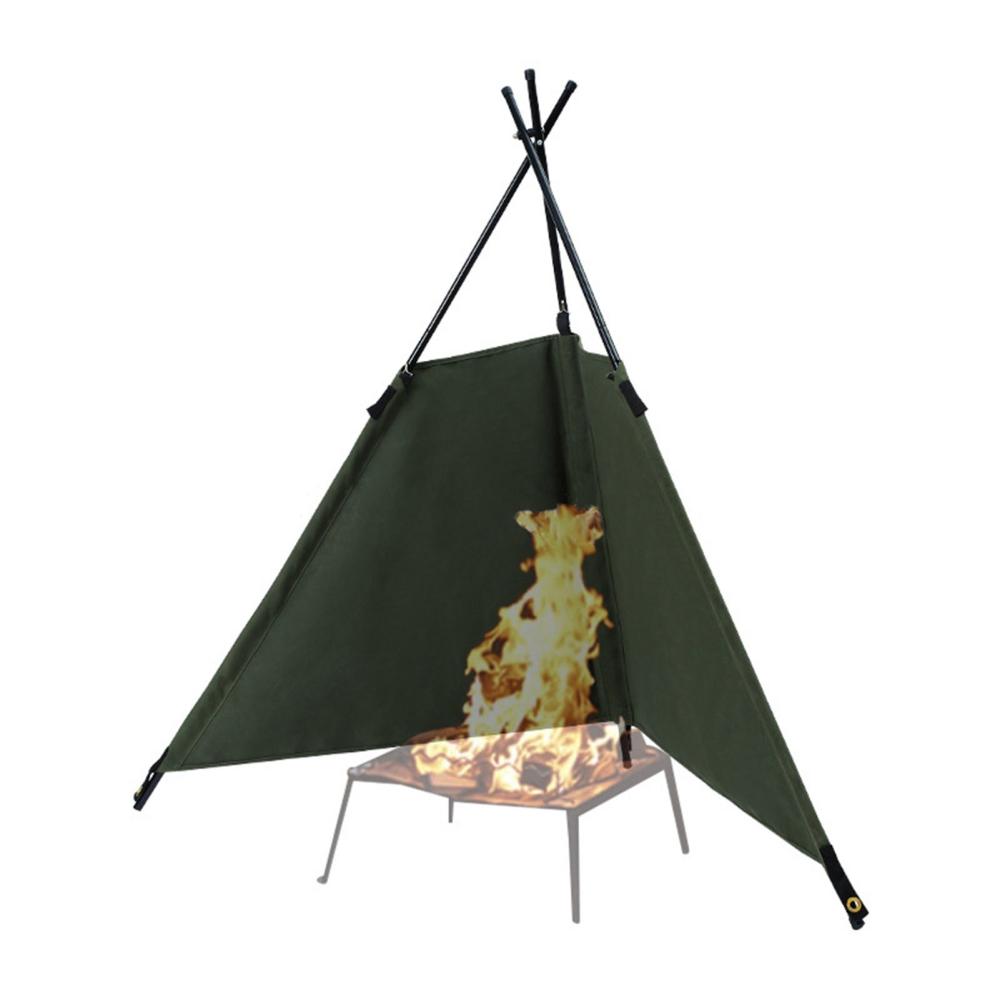 Outdoor Tools |  Outdoor Folding Canvas Windscreen Campfire Windshield Camping & Hiking Army Green / Khaki