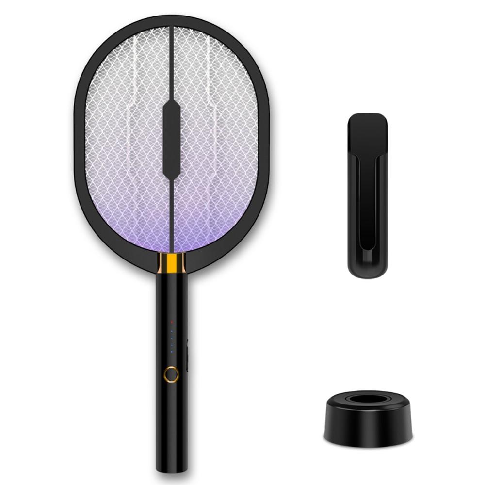 Outdoor Tools |  USB Rechargeable Electric Mosquito Swatter Household Mosquito Swatter Handheld/Vertical/Wall-mounted 3-in-1 Electric Mosquito Swatter Purple Light Mosquito Swatter Camping & Hiking Black