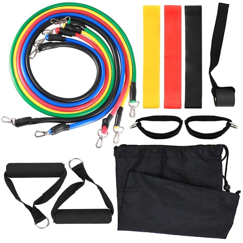 Physical Fitness |  14pcs Resistance Bands Set Workout Fintess Exercise Tube Bands Jump Rope Door Anchor Ankle Straps Cushioned Handles 8-Shaped Resistance Band with Carry Bags for Home Gym Travel Physical Fitness Physical Fitness