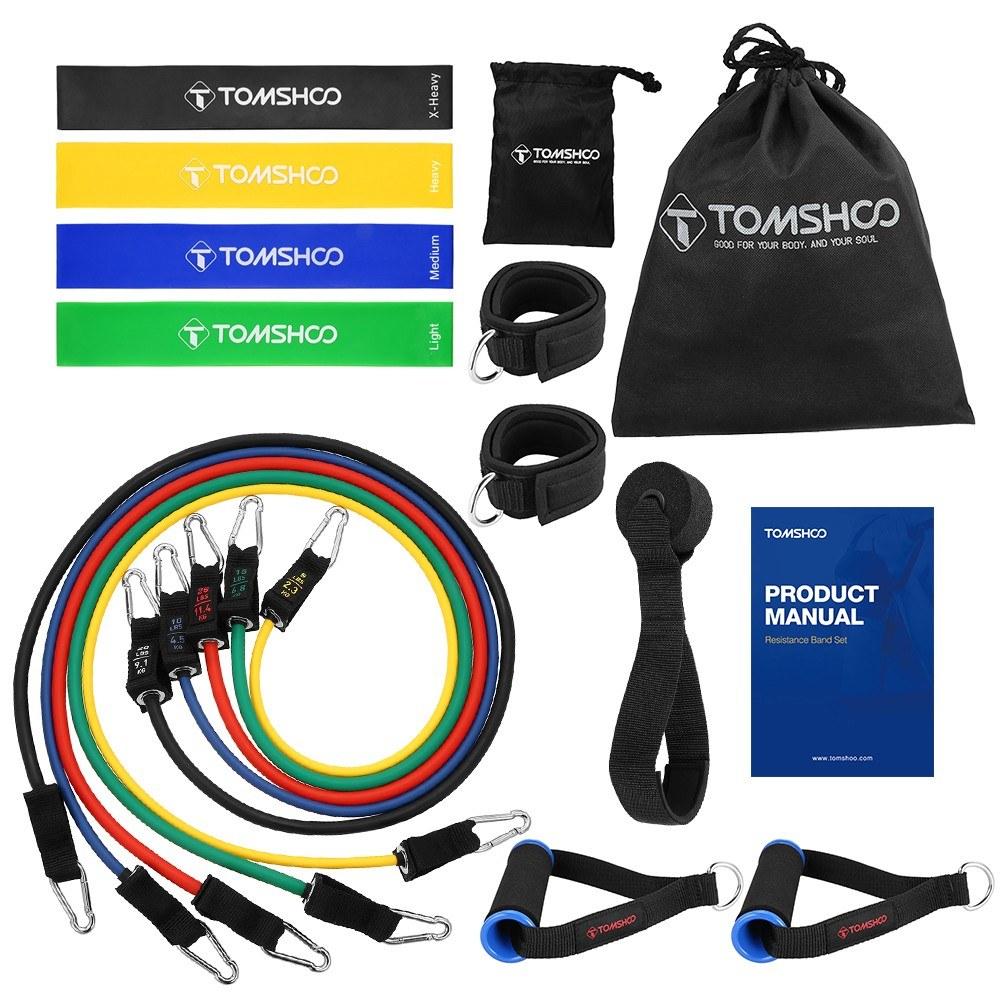 Physical Fitness |  TOMSHOO 17Pcs Resistance Bands Set Physical Fitness Physical Fitness