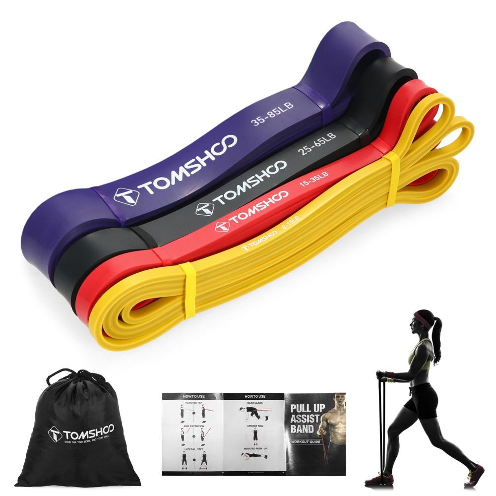 Physical Fitness |  TOMSHOO Pull Up Assist Band Resistance Loop Band Powerlifting Workout Exercise Stretch Bands with Carry Bag Physical Fitness Physical Fitness