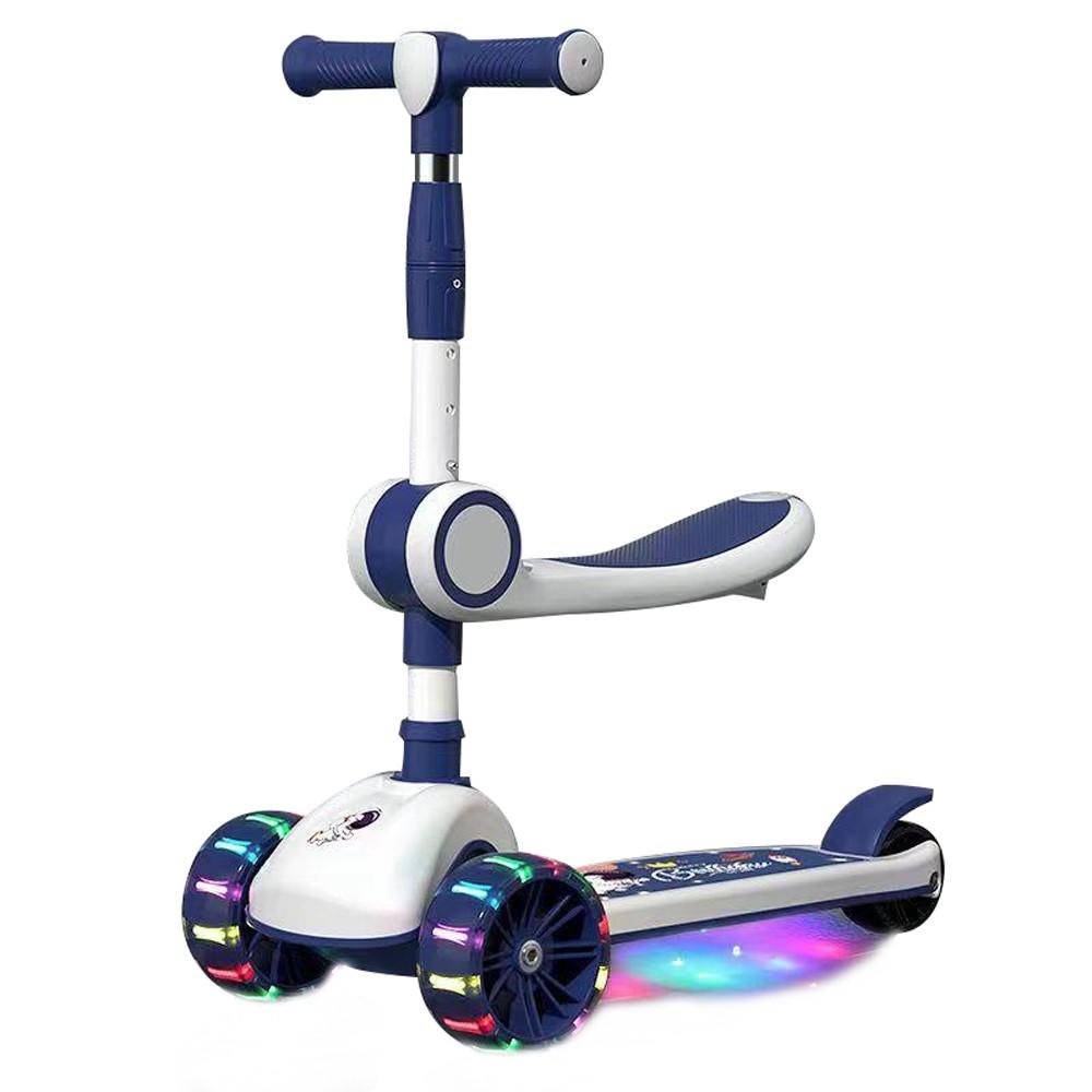 Scooters & Wheels |  2 in 1 Scooters for Kids 3-Wheel Foldable Scooters with Adjustable Height, LED Light, Musical Function for 2-12 Years Old Boys & Girls Outdoor Recreation Scooters & Wheels