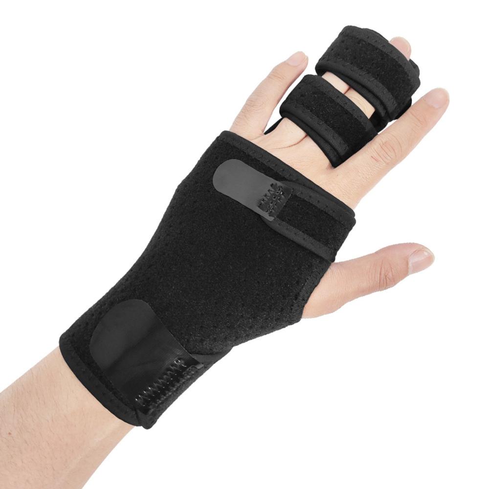 Sports Protective Gear |  Finger Guards with Removable Splint Finger Support Brace Two or Three Fingers Stabilizer Adjustable Full Finger or Hand Brace for Home Work Sleep Pain Relief Left Hand Sports & Body Building Black