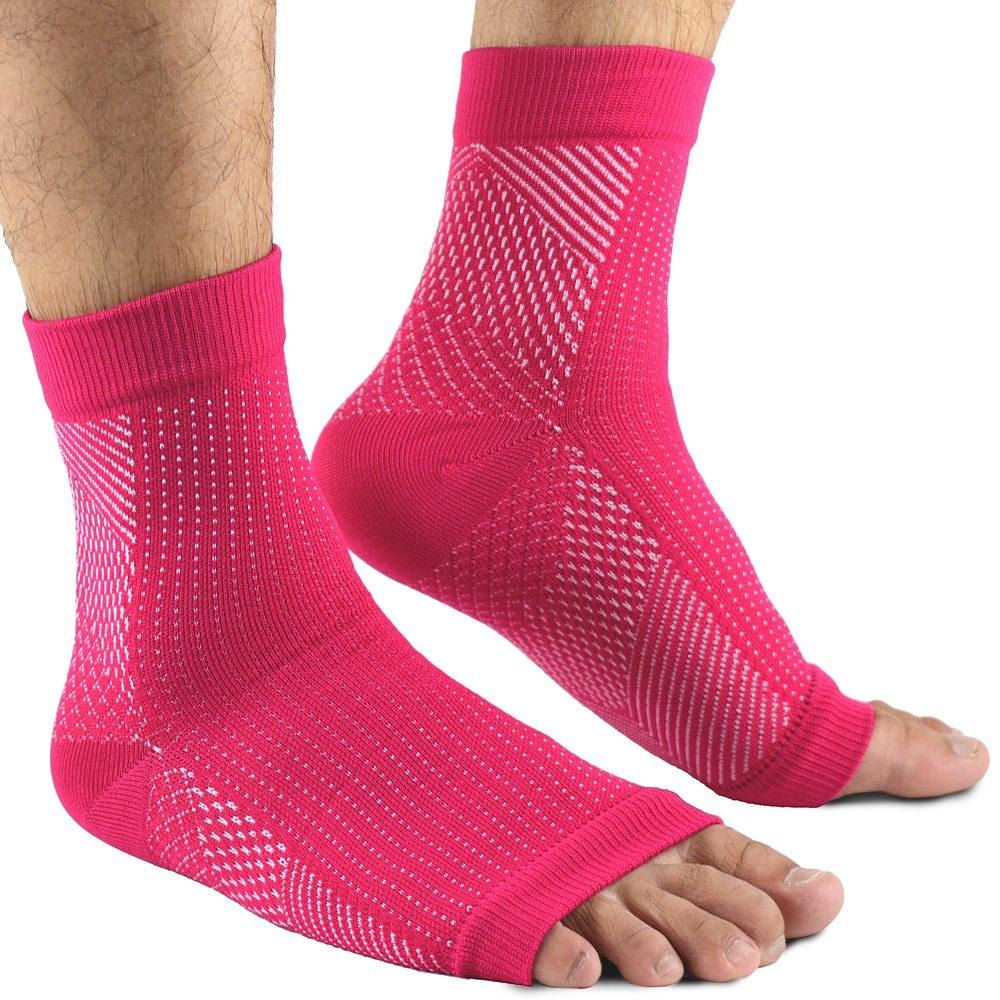 Sports Protective Gear |  Men Women Socks with Arch Heel Support Sports Foot Sleeves Sports & Body Building Black/White/Rose