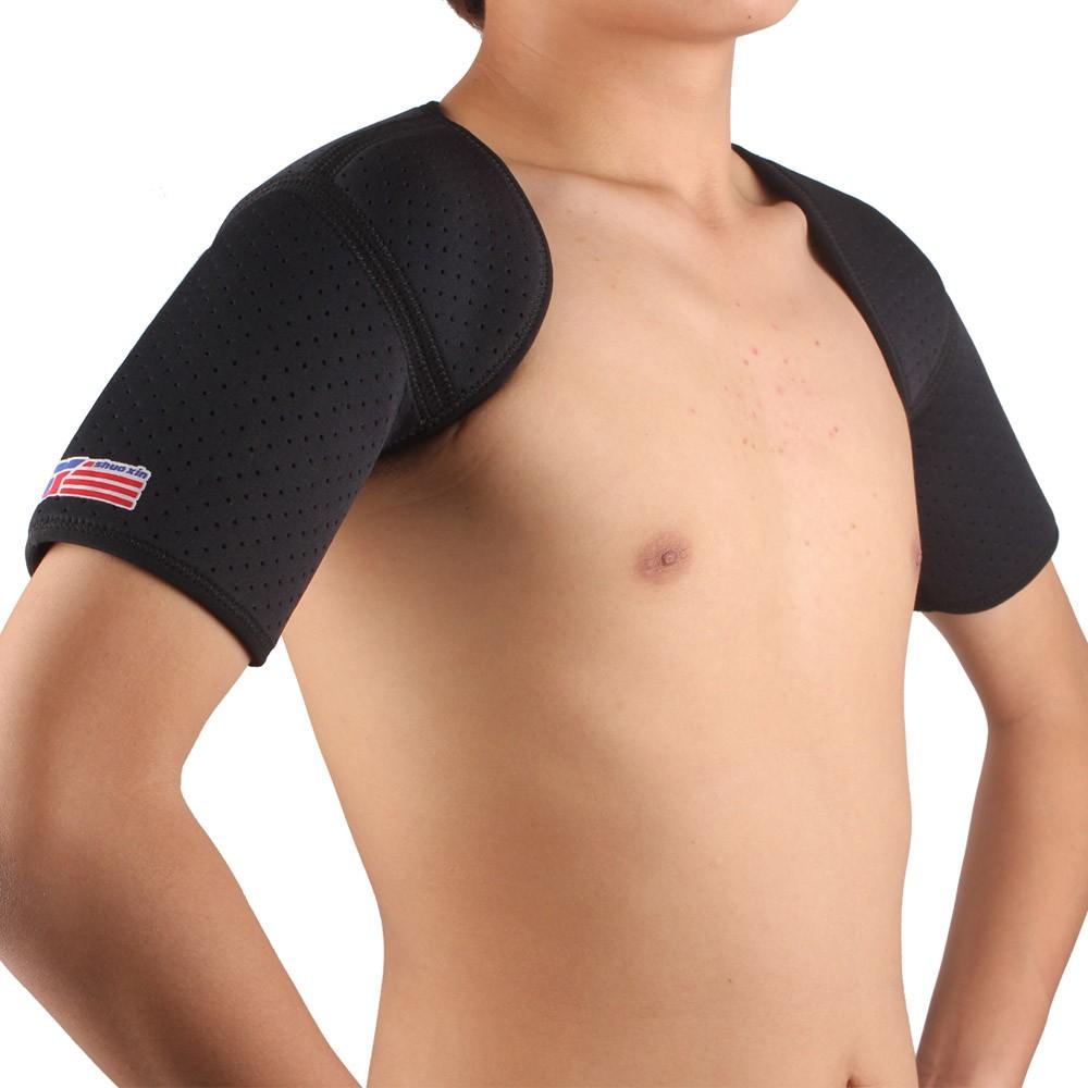 Sports Protective Gear |  SX641 Black Sports Double Shoulder Brace Support Strap Wrap Belt Band Pad Sports & Body Building Black