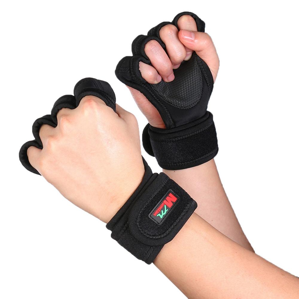 Sports Protective Gear |  Weight Lifting Gloves Wrist Wraps Protection Fitness Gloves for Pull Ups Bodybuilding Powerlifting Training Wrist Support for Men and Women Sports & Body Building Sports Protective Gear