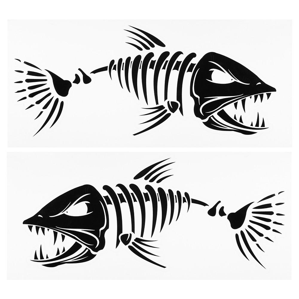 Surfing & Boating |  2 Pieces Fish Teeth Mouth Stickers Skeleton Fish Stickers Fishing Boat Canoe Kayak Graphics Accessories Surfing & Boating 1 / 2