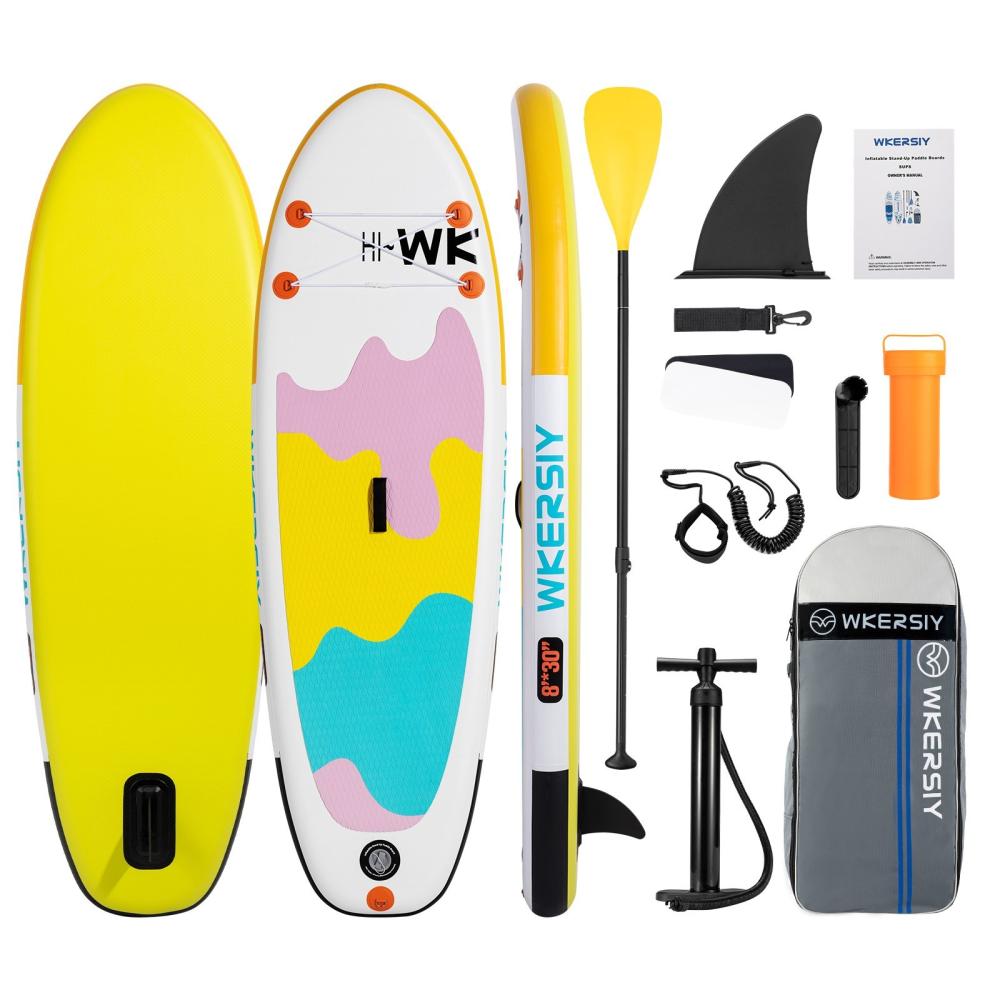 Surfing & Boating |  WKERSIY 8’x30”x6′ Inflatable Stand Up Paddle Board for Kids Inflatable SUP Paddleboard with Paddle Pump Backpack Leash Repair Kit Surfing & Boating Surfing & Boating