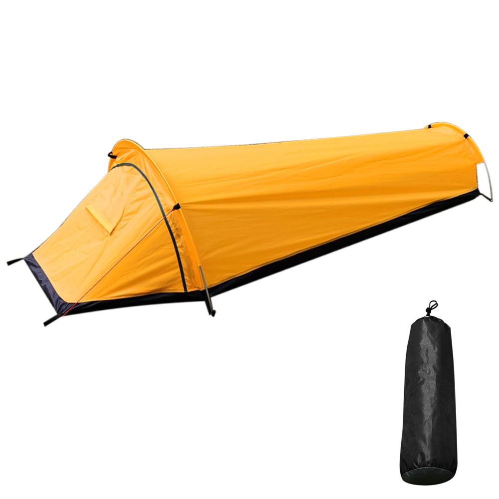 Tents |  Backpacking Tent Outdoor Camping Sleeping Bag Tent Lightweight Single Person Tent Camping & Hiking Army Green/Yellow