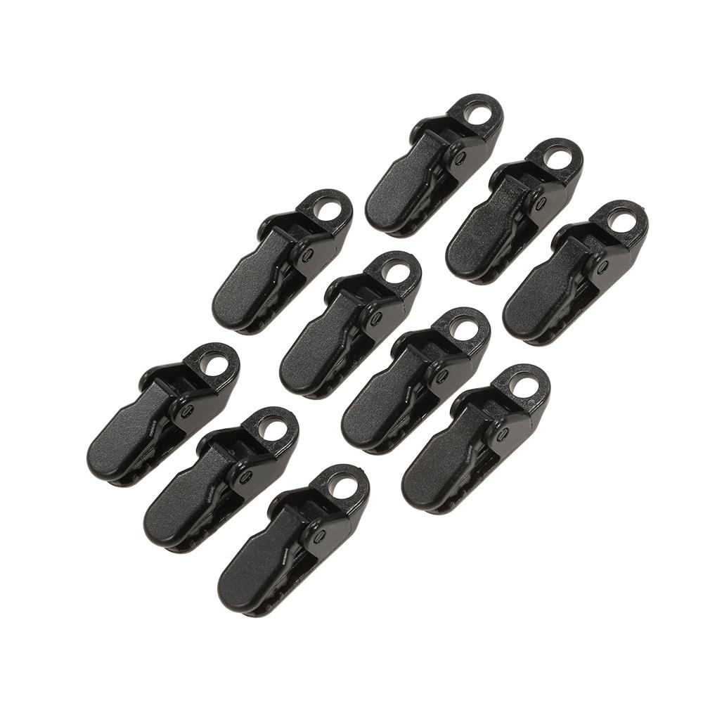 Tents |  Pack of 10 Awning Clamp Tarp Clips Snap Hangers Tent Camping Survival Tighten Tool Camping & Hiking Black