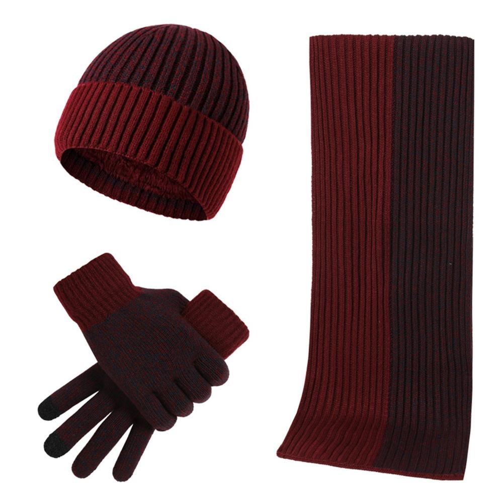 Winter Clothing |  Winter Knit Beanie Hat Scarf and Touch Screen Gloves Set for Women and Men Winter Clothing Black / Navy Blue/ Coffee/ Wine Red/ Dark Grey