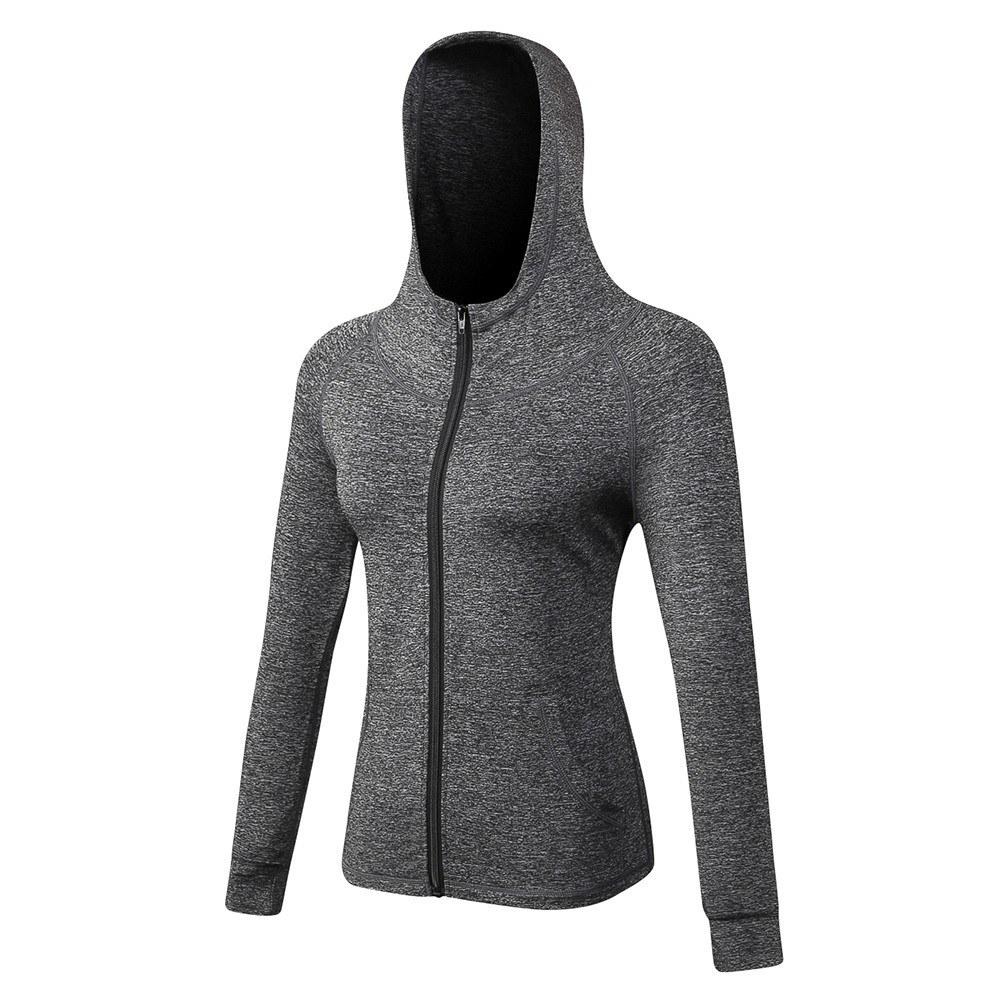 Yoga |  Women Full-zip Hooded Jackets Sport Hoodie Raglan Long Sleeves Pockets Workout Running Exercise Gym Track Sweatshirt Casual Tops Activewear Sports & Body Building Dark Grey / Black / Dark Blue