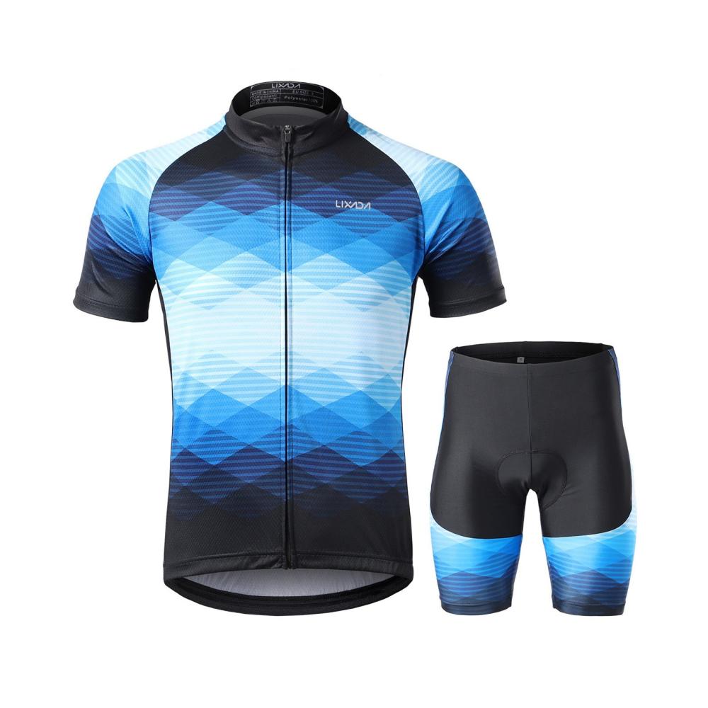 Cycling Wear |  Lixada Men Cycling Jersey Breathable Short Sleeve Bike Shirt and Padded Shorts MTB Bicycle Clothing Suit Cycling Cycling Wear