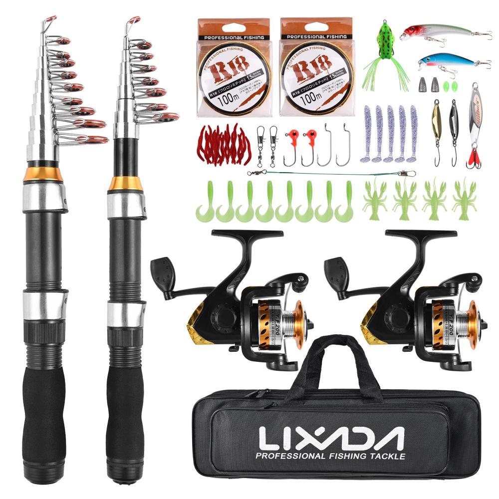 Fishing Reels |  Lixada Fishing Rod Reel Combo Water Drop Set (Complete Kit, 1.9m+2.3m) Professional Fishing Tackle with Hooks Soft Lures Fishing Fishing Reels