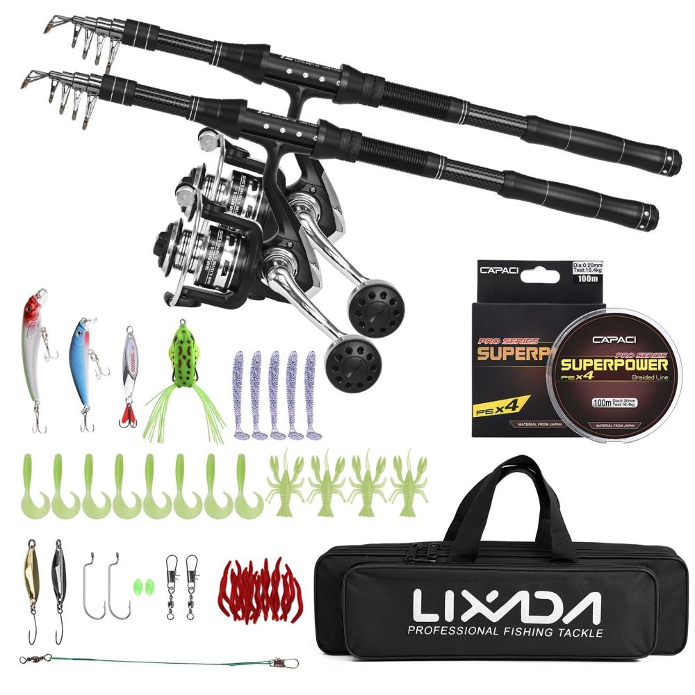 Fishing Rods |  Ultra Light Fishing Rod and Reel Combos 2 Piece Telescopic Fishing Pole with Spinning Reel Combo Kit Fishing Line Lures Hooks Set Fishing Accessories with Carry Bag Fishing Fishing Rods