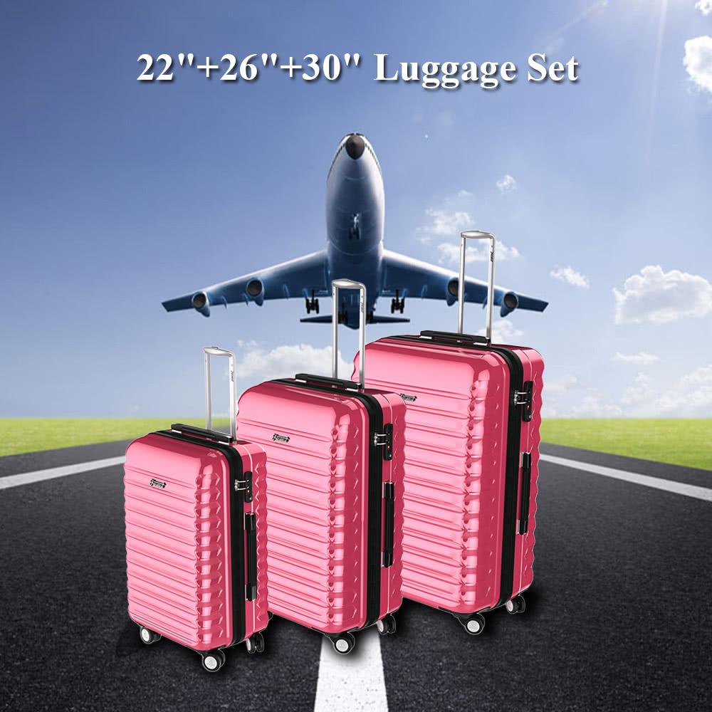 Luggages |  3PCS Luggage Set Carry-on Suitcase ABS+PC Hard Shell Trolley 22″+26″+30″ TSA Lock Universal Wheels Luggages Luggages