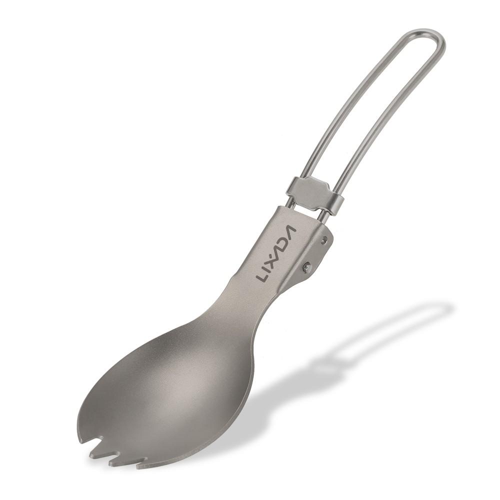 Outdoor Tools |  Lixada Titanium Folding Spork Lightweight Outdoor Dinner Spork Flatware for Travel Camping Backpacking Camping & Hiking Outdoor Tools